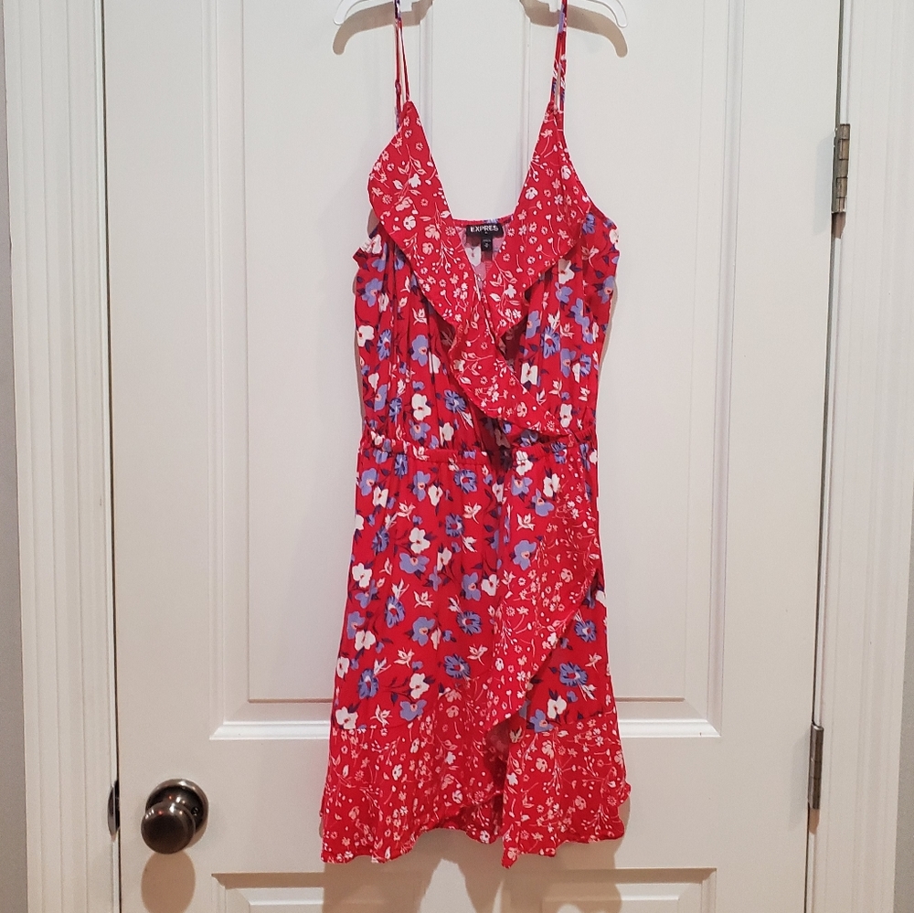 Express Red and Blue Floral Summer Dress